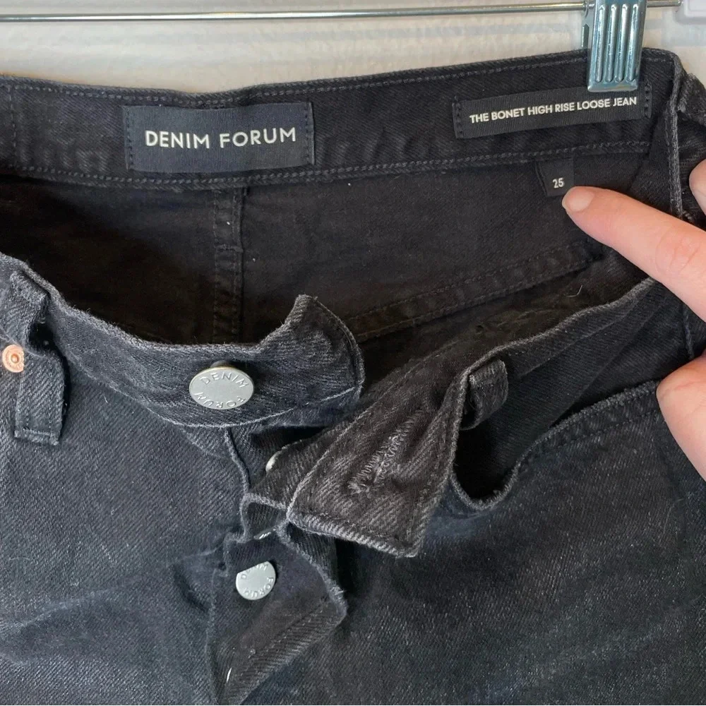 Denim Forum Aritzia The Bonet High Rise Loose Black Jeans Distressed Size 25_5